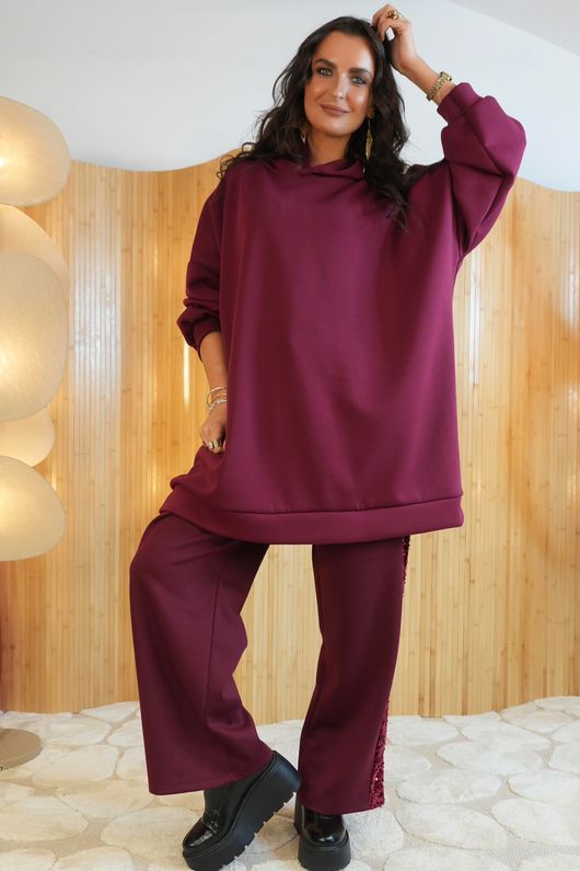 Soft Tech Jersey Oversized Hoodie Burgundy